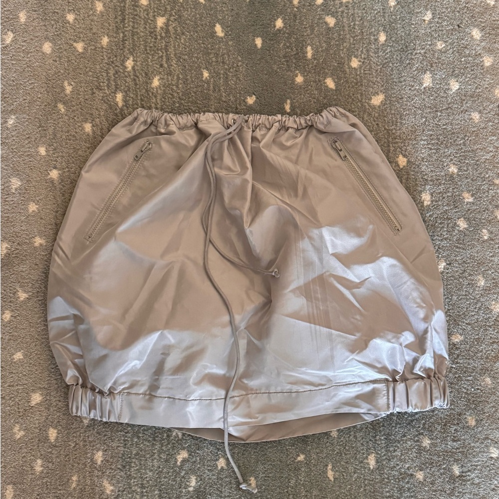 Sacai bubble drawstring silver skirt